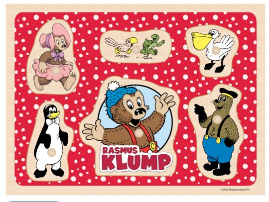 Rasmus Klump - Knoppuslespil i træ - 6 brikker