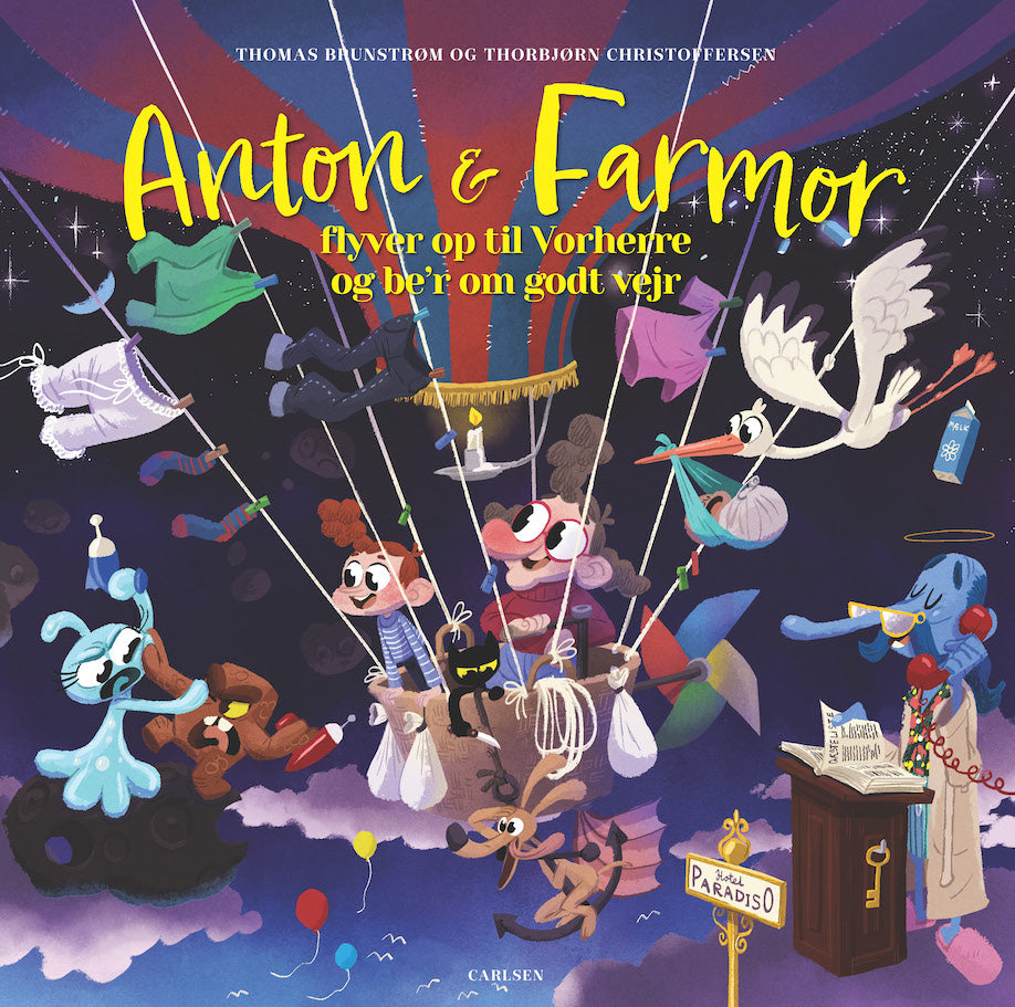 Anton og farmor flyver op til Vorherre og be&