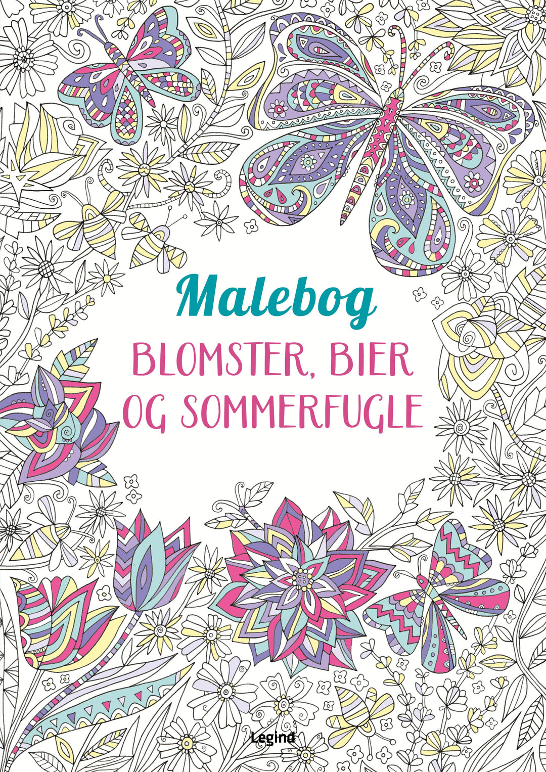 Malebog: Blomster, bier og sommerfugle