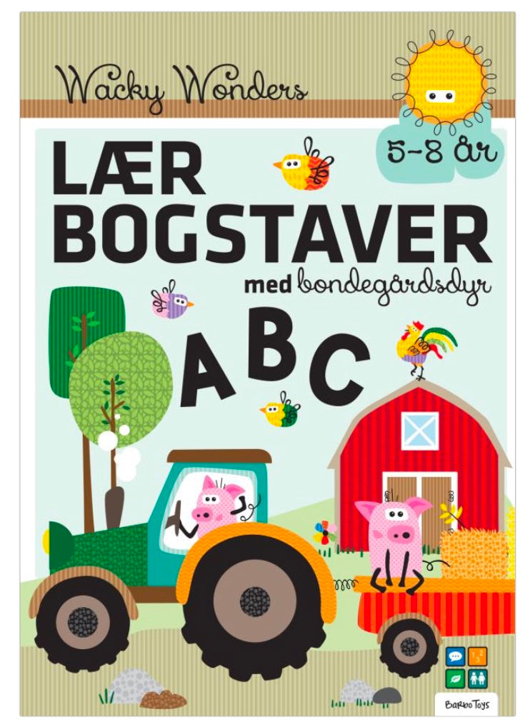 Aktivitetsbog Lær Bogstaver med Wacky Wonders  Bondegårdsdyr - ABC