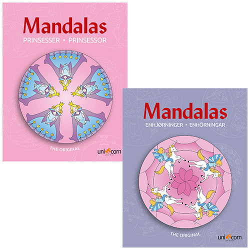 Mandalas malebøger - Prinsesser &amp; Enhjørninger - 2 stk.