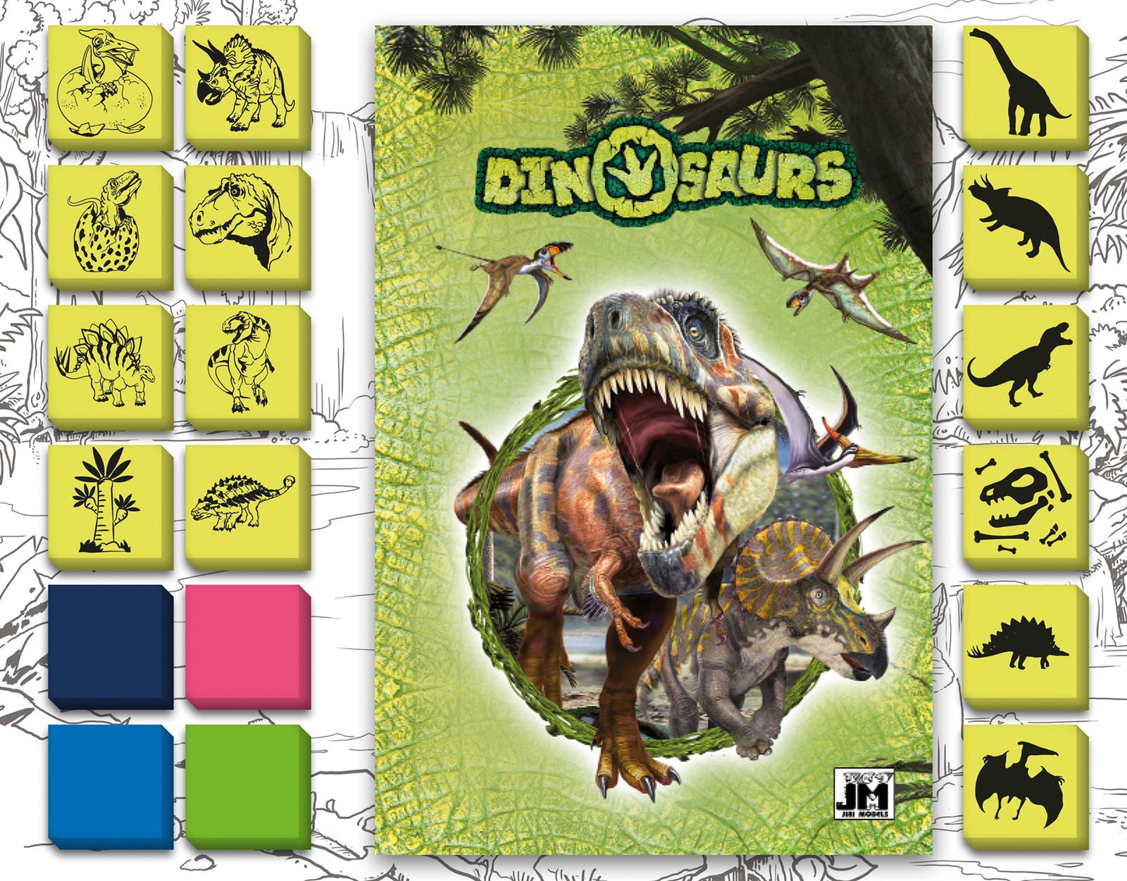 Skumstempler med dinosaur-motiver