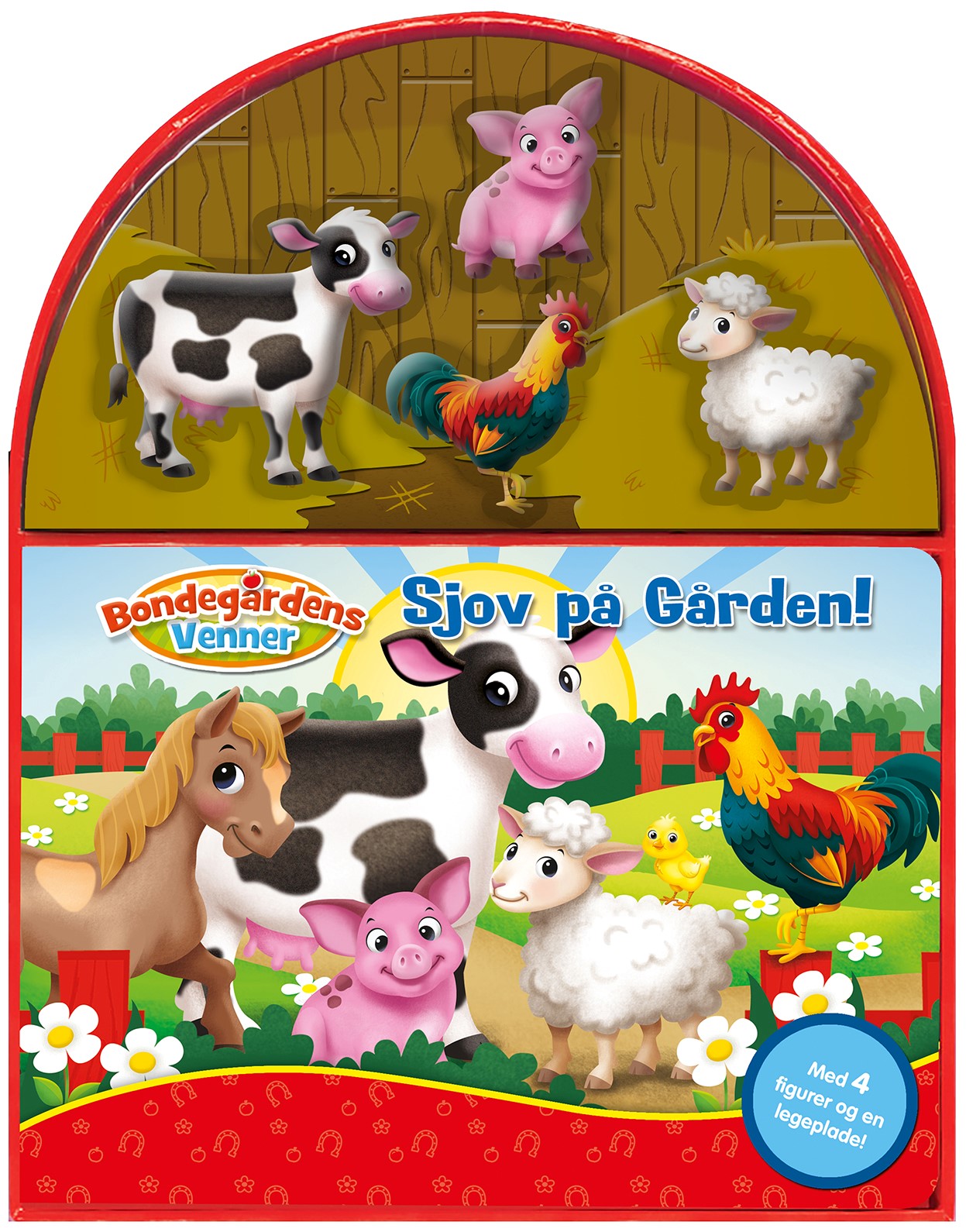 Legebog med 4 figurer - Bondegårdens venner (m. bog og legeplade)