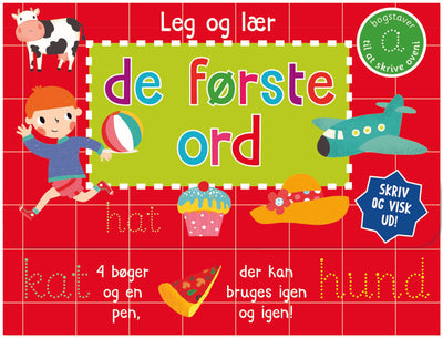 Skriv og visk ud - De første ord (kuffert med 4 bøger og pen)